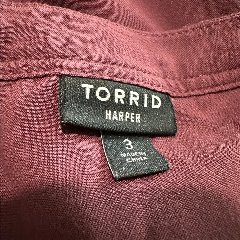 Torrid Women’s Plus Top 3 (3X) Red Harper Tab Sleeve Tunic Rayon Blend BO16 - Picture 6 of 6